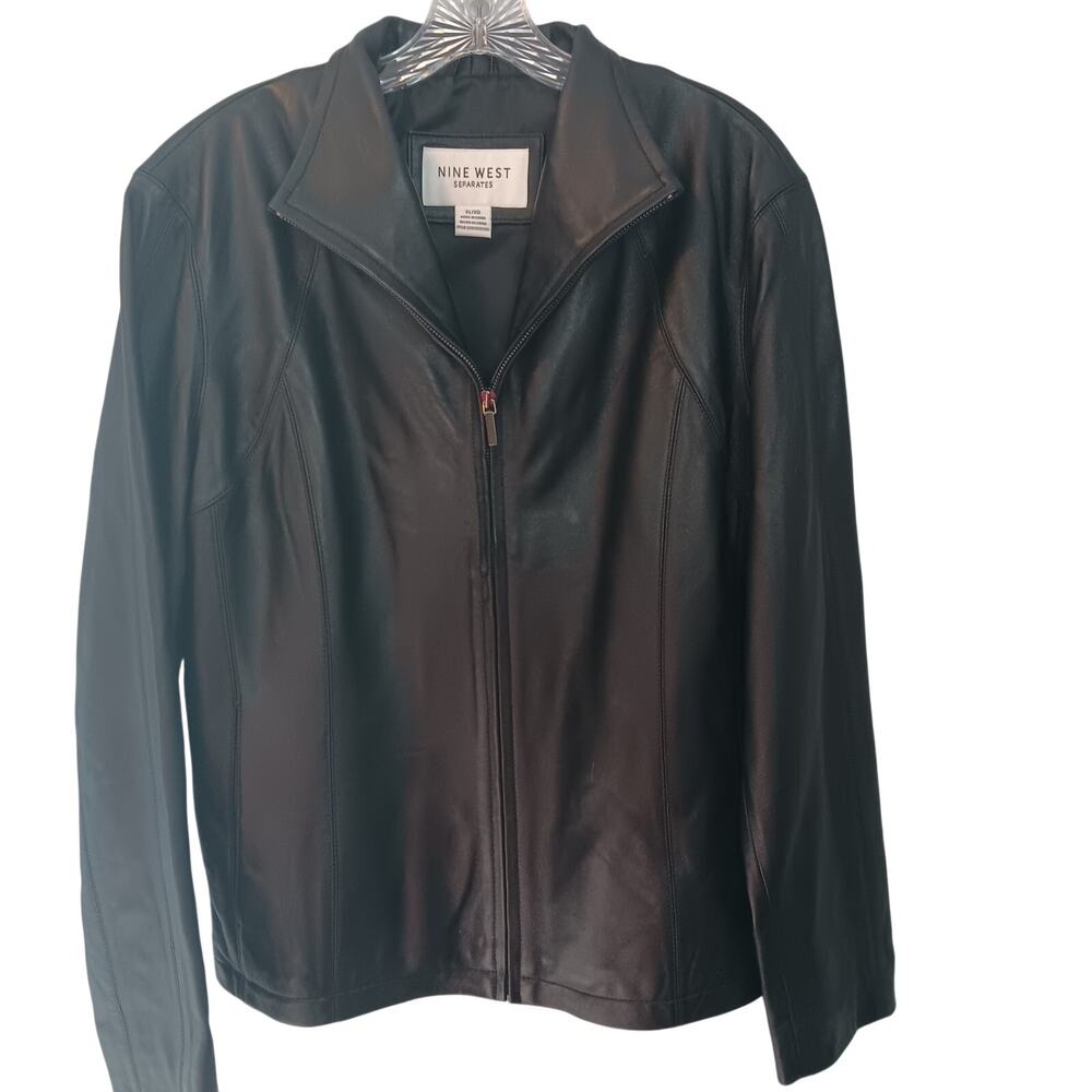 EUC Nine West XL Black Leather Jacket - NICE!!